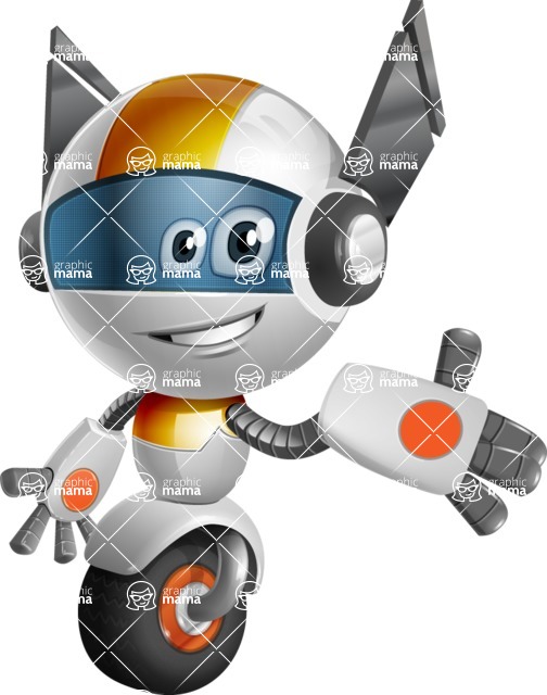 Cute robot cartoon character - 112 stock vector images - Cute robot cartoon character showing with hand - stock vector graphic image